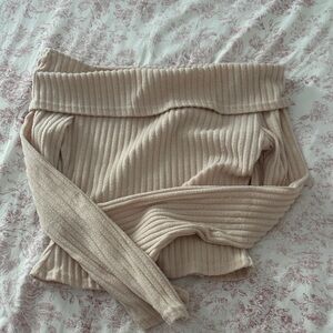 Cider Ribbed Off-Shoulder Sweater